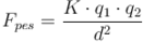 F_{pes} = \frac{K \cdot q_1 \cdot q_2}{d^2}